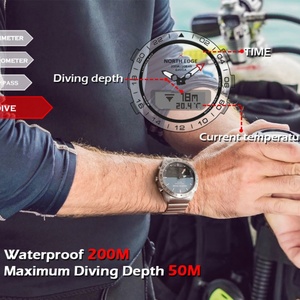 NORTH EDGE Mens Dive Watch Luxury Steel Smartwatch Compass Altimeter Barometer <b>Digital</b> <b>Clock</b> Waterproof 200m - Product Image 3