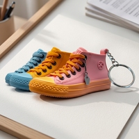 Llavero de PVC personalizado con diseño de zapatilla 3D, mini llavero de lona, bonito regalo promocional de dibujos animados, colgante de goma suave para bolso, recuerdo deportivo