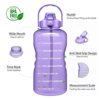 Pichet de gymnastique étanche portable Jenner de 1 gallon avec logo personnalisé et marqueur de temps