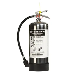 Extenseur de feu chimique humide avec cylindre en acier inoxydable, de classe K, 6 litres