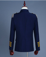 XXXXXL Plus La Taille Capitaine Officier Sailor Peacoat Costume Hommes Blazer Costume Frange Marching Band Veste Uniforme pour Adulte Manteau + Pantalon
