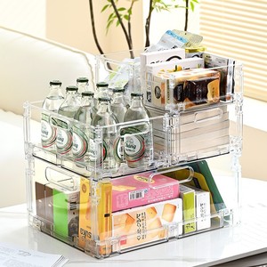 Transparent Modern Minimalist Solid Color Folding <strong>Storage</strong> <strong>Basket</strong> Household Desktop Plastic Stackable Multifunctional <strong>Storage</strong> - Product Image 2