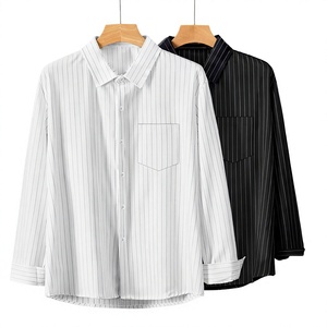 Camisa Casual Beige de Manga Larga para Hombre, Cuello Clásico, Color Sólido, Tela Popelina Transpirable de Secado Rápido, Viscosa/Algodón - Product Image 1