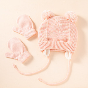 Bonnet tricoté pour enfants, 3 pièces/lot, chaud, doux, couleur unie, Protection des oreilles, pour bébés - Product Image 4