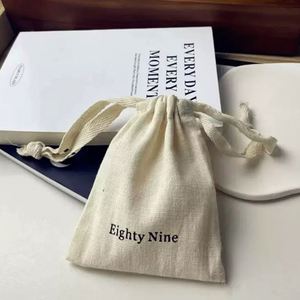 Customized Silk Screen Printing Small Cotton <b>Drawstring</b> Bag Natural Cotton Jewelry <b>Pouch</b> Cotton <b>Pouch</b> With Herringbone String - Product Image 5