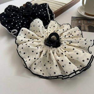 Pince à cheveux élégante en tissu et plastique à double couche, motif pois ondulés, style français, pour femme - Product Image 2