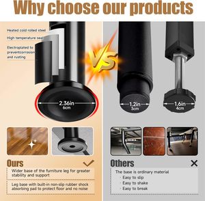 Có thể điều chỉnh chiều cao kim loại khung giường hỗ trợ chân 7-12.6 inch Nữ Hoàng/Vua giường hỗ trợ đá đen tăng cường bộ dụng cụ đồ nội thất chân 4-Pack - Product Image 6