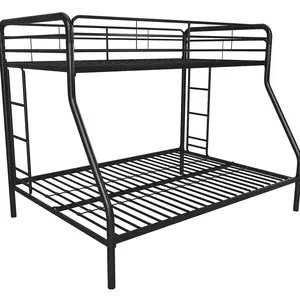 wholesale modern design space saving black double decker heavy duty student dormitory apartment steel metal bunk bed