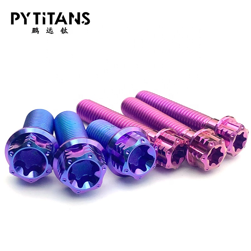 Gr5 Titanium Flange External Torx Screws Colorful Titanium Motorcycle Accessories M8 Titanium Bolt by PYTITANS