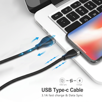 Kabel USB A ke USB C 3A Pengisian Cepat, Kabel Data Tipe C Berbahan Nilon Kepang, Cangkang Aluminium, Kabel Charger 480Mbps untuk Smartphone