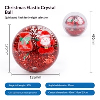 Balle anti-stress de Noël en TPR, transparente, à paillettes, élastique, faite à la main, avec sable mouvant et effet boule de cristal