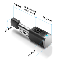 Serrure cylindrique intelligente réglable, antivol, étanche IP66, avec empreinte digitale et mot de passe, pour application TTLock, porte électronique sans clé