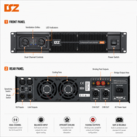 Amplificateur de puissance professionnel 2 canaux 10V OEM 2U pour montage en rack, 2*650W pour sonorisation en direct et système PA