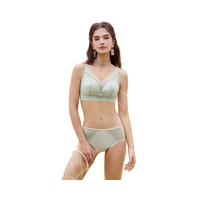 3506 # femmes grande taille soutien-gorge sans fil confortable doux pour la peau dentelle décoration bretelles réglables motif solide respirant