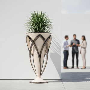 Ensembles de pots de fleurs <span class=keywords><strong>en</strong></span> fibre de verre personnalisés <span class=keywords><strong>en</strong></span> forme de losange, bacs de plantation <span class=keywords><strong>en</strong></span> gros pour centres commerciaux, grandes jardinières - Product Image 3