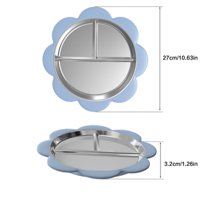 Plato de Silicona Antideslizante de Acero Inoxidable 304 para Bebés Recién Nacidos, Plato de Alimentación Portátil con División y Succión para Niños Pequeños - Product Image 5