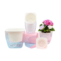 Vente en gros, Pots de fleurs en plastique à 2 niveaux, jardinière, grands Pots de plantes d'intérieur décoratifs à arrosage automatique/
