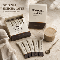 Sachets de poudre de latte Hojicha OEM sous marque privée, mélange de boisson au thé latte torréfié original, 20g, 10 sachets par boîte