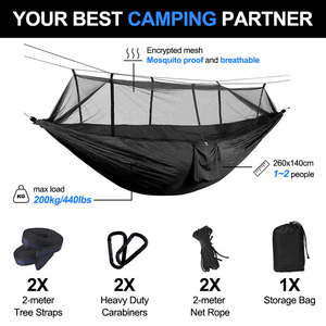 Venta directa de fábrica <span class=keywords><strong>Hamaca</strong></span> de tela de paracaídas portátil para acampar con mosquitera Correas de árbol para acampar al aire libre Senderismo - Product Image 2