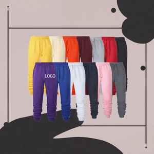 Pantalones deportivos casuales de lona para hombre, OEM personalizados, blancos y caqui, de cintura media, con frente plano, con logo impreso, teñido liso, cálidos, de peso medio para otoño - Product Image 3