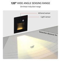 Luz de Escalón AC110V-230V con Sensor de Movimiento Inteligente, LED Cuadrado Regulable, Diseño Moderno para Sala de Estar, Interior/Exterior, 3000K
