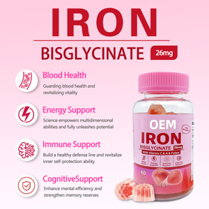 Compléments alimentaires en gommes IRON Gummies Bisglycinate 26 mg Lron avec vitamine C, bonbons gélifiés, dosage, logo privé OEM - Product Image 2