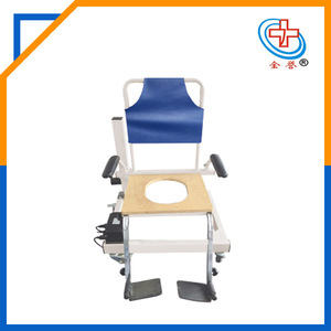 Chaise de toilette électrique réglable pour personnes âgées et femmes enceintes, chaise de toilette portable avec dossier bleu en acier à haute teneur en carbone - Product Image 4