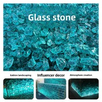 Vente en gros d'usine de morceaux de verre bleu turquoise broyé, pierres de verre irrégulières hautement transparentes pour aménagement d'aquarium CN/FUJ