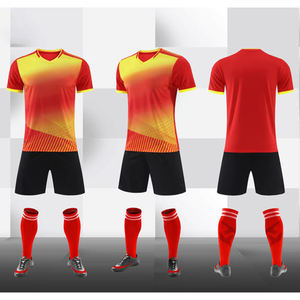 Maillots de football pour adultes de haute qualité, personnalisables avec logo OEM, vente en gros, manches courtes, col rond, respirants, séchage rapide, 100% polyester, sur mesure - Product Image 1