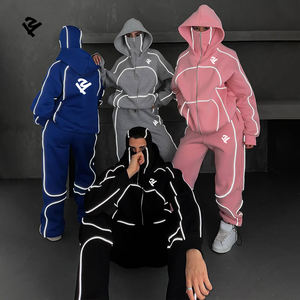 Ensemble de survêtement personnalisé à fermeture éclair, design tendance, surpiqûres, sweat-shirt à <span class=keywords><strong>capuche</strong></span> et pantalon de survêtement deux pièces, vêtements pour femmes - Product Image 3