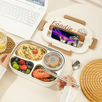 Grenzüberschreitende 304 Edelstahl-Wärmeisolierte Lunchbox für Studenten und Büroangestellte mit Vier Fächern, Tragbare Box