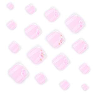 Uñas Postizas 3D con Diseño de Flor <span class=keywords><strong>Rosa</strong></span> y Punta Francesa, con Perla, para Mujer, para Uso Diario, en la Playa, Fiestas de Verano - Product Image 3