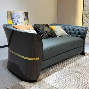 Cheap Wholesale Price Blue Leather Custom Couch Luxury Modern Customized Couch Sofa With Veneer Surface Covered