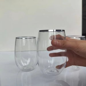 <span class=keywords><strong>Verre</strong></span> à vin <span class=keywords><strong>en</strong></span> <span class=keywords><strong>plastique</strong></span> sans pied de 16 oz avec bord argenté, tasse à champagne <span class=keywords><strong>en</strong></span> <span class=keywords><strong>plastique</strong></span> incassable et réutilisable pour la maison, le bureau, les bars et le mariage - Product Image 5