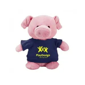 Cerdo de juguete suave de peluche, cerdo rosa en camiseta, 2023