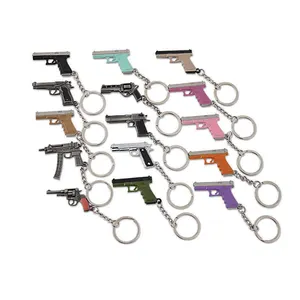 Benutzer definierte Schlüssel bund Schlüssel anhänger Sublimation Schlüssel ring Rohlinge für Kunst handwerk Benutzer definierte Karabiner verschluss Metall Mini Gun Schlüssel bund