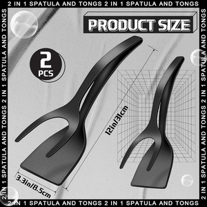 Spatule-pince 2-en-1 pour œufs, crêpes, poisson, toast français, omelettes – Ustensile de cuisine antiadhésif pour la maison - Product Image 3