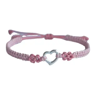 Love Heart pulseira mão trançada corda Mãe e filha tecer cordas moda simples e doce