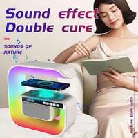 Chargeur sans fil rapide rechargeable par USB en forme de G 5 en 1, lampe d'ambiance LED RVB intelligente avec haut-parleur Bluetooth et horloge pour la maison