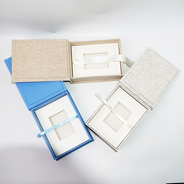 USB Boxes Photo Cases Memory Pen Drive Holders Cloth Cover Gold Stamped 5x7" S&L Brand High Quality Eco-Friendly Durable Luxury