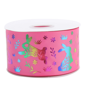 Hsdribbon 3 Inch 75Mm Phục Sinh Loạt Dễ Thương Thỏ Mô Hình Ba Chiều <span class=keywords><strong>Ribbon</strong></span> In Trên Grosgrain <span class=keywords><strong>Ribbon</strong></span> 50Yards/Cuộn - Product Image 3