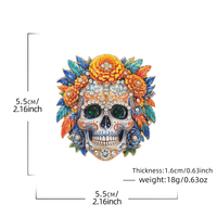 Broche en émail personnalisée en gros, motif crâne floral, avec strass, pour le Jour des Morts et Halloween, en stock