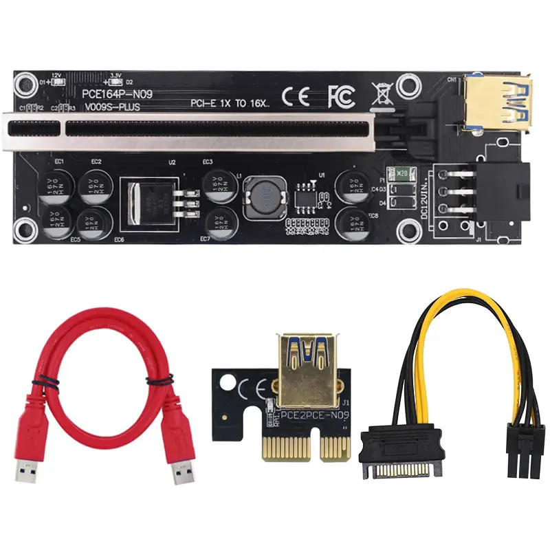 VER009S Plus PCIE Riser Card 009s PCI-E PCI Express adattatore Molex 6pin SATA USB 3.0 cavo 1X a 16X Extender