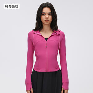 Vêtements pour femmes, nouvelle collection printemps, style <span class=keywords><strong>LuLu</strong></span>, veste courte à capuche avec cordon de serrage, coupe ajustée, vêtements de sport personnalisés avec poches - Product Image 2