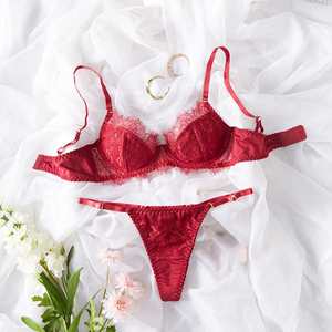 Nuovo Set di Lingerie <span class=keywords><strong>Sexy</strong></span> Europeo e Americano con <span class=keywords><strong>Reggiseno</strong></span> in Pizzo Trasparente e Schiena Scoperta, Mini Intimo per Seno Abbondante - Product Image 6