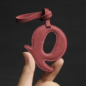 Alfabeto Saco Charme Handmade Bolsa De Couro Genuíno Pingente Nome Chaveiro Do Carro com Costura para As Mulheres - Product Image 5