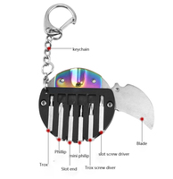 Outil multifonction EDC 6 en 1 avec porte-clé couteau de poche, meilleure vente