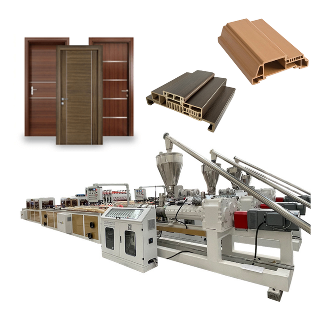 Automatic PVC Wood Plastic Composite Door Panel Making Machine /WPC Profile Production Line With Recycling Plastic