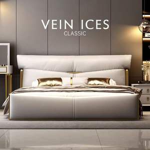 नवीनतम डिजाइन बेडरूम फर्नीचर लकड़ी के लिफ्ट बॉक्स भंडारण नरम बिस्तर बड़े आकार के राजा आकार के चमड़े के आकार के बड़े आकार के राजा आकार के चमड़े के - Product Image 4