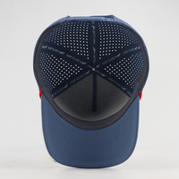 Casquette Sport Imperméable à 5 Panneaux en Polyester avec Trous Découpés au Laser, Gorras de Golf Perforées, Logo Patch en Caoutchouc Personnalisé, Casquette de Baseball Noire